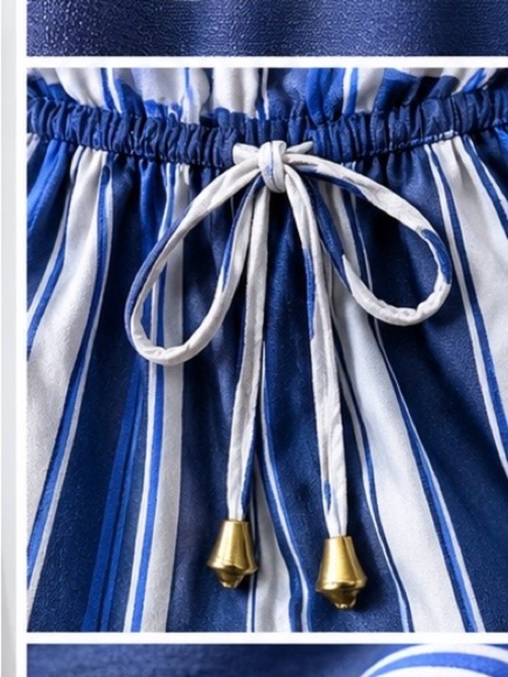 A Hint of Blush Blue and White Striped Midi Dress - Picture 4 of 4